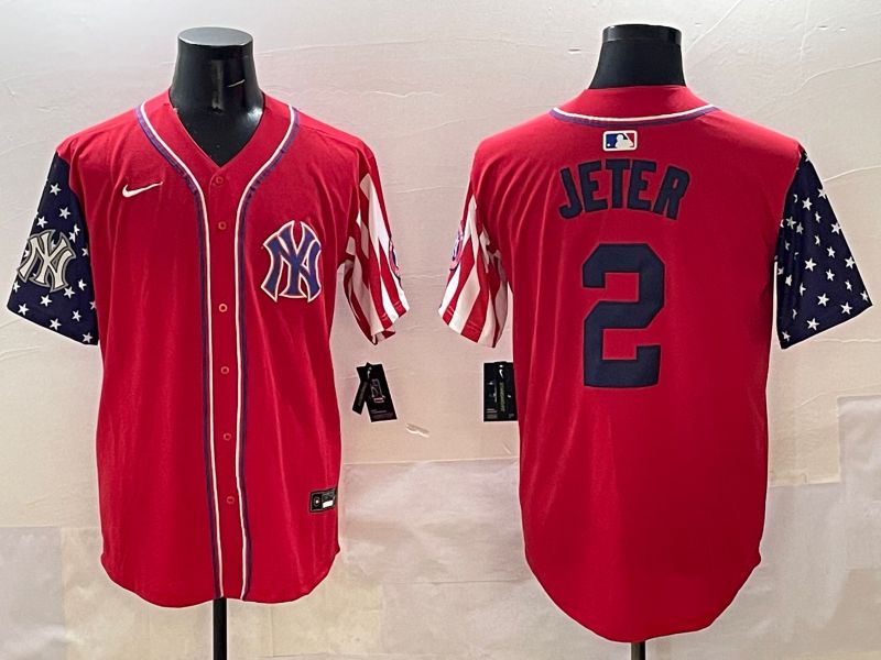 Men New York Yankees #2 Jeter Red a generation of national flags Jointly Name 2025 Nike MLB Jersey style 6->new york yankees->MLB Jersey